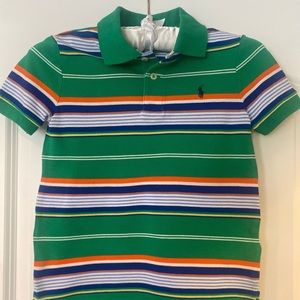 Ralph Lauren Boy's Polo Short Sleeve Polo Shirt Green with Multicolor Stripes